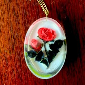 Vintage resin rose necklace